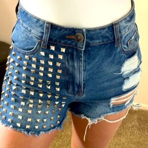 Hot Kiss Jeans shorts Studded Denim Beyonce style shorts